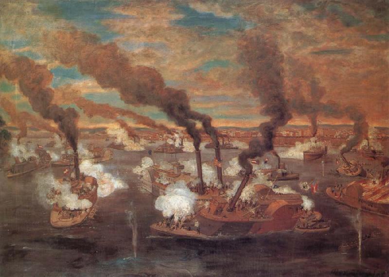 unknow artist The Great Naval Battle at Memphis oil painting image